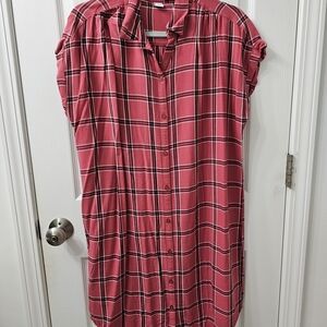 Old Navy Red Plaid Midi Dress